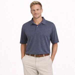 Navy Short Sleeve Performance Polo Comfy Golf Preppy Sporty Spring Summer Travel